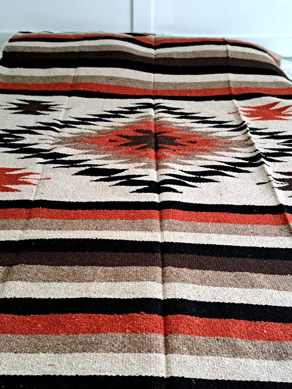 Beautiful Handwoven Diamond Pattern Mexican Blanket