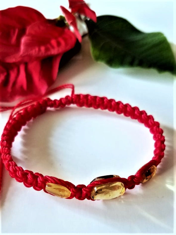 Adjustable Macramé Bracelet With Natural Mexican Ambar