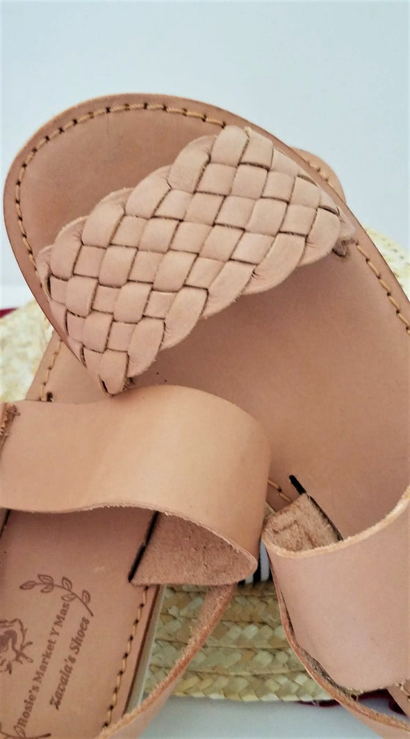 Beautiful Natural Leather Flat Women's Sandals