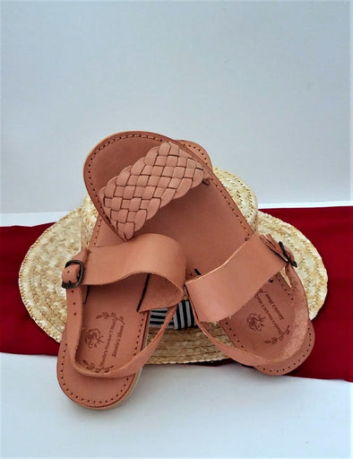 Beautiful Natural Leather Flat Women's Sandals