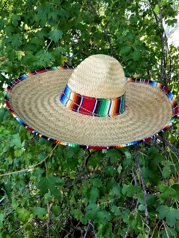 Fiesta Sombrero Serape Trim Palm Hat