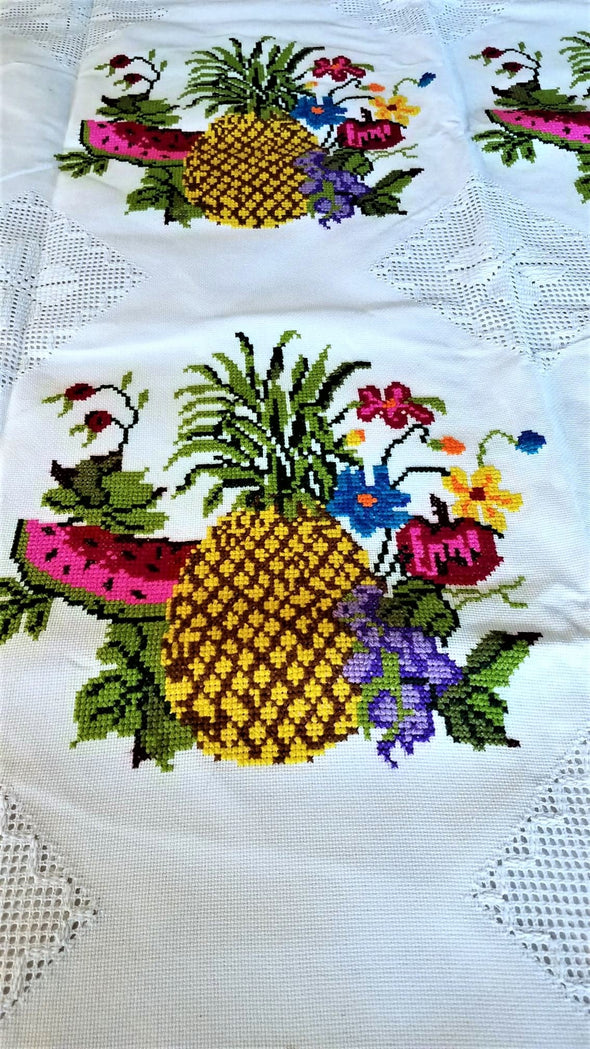 Beautiful Handmade Cross Stich Embroidered Mexican Tablecloth