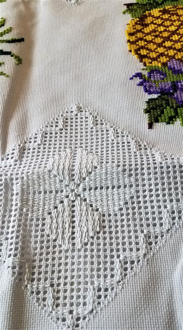 Beautiful Handmade Cross Stich Embroidered Mexican Tablecloth