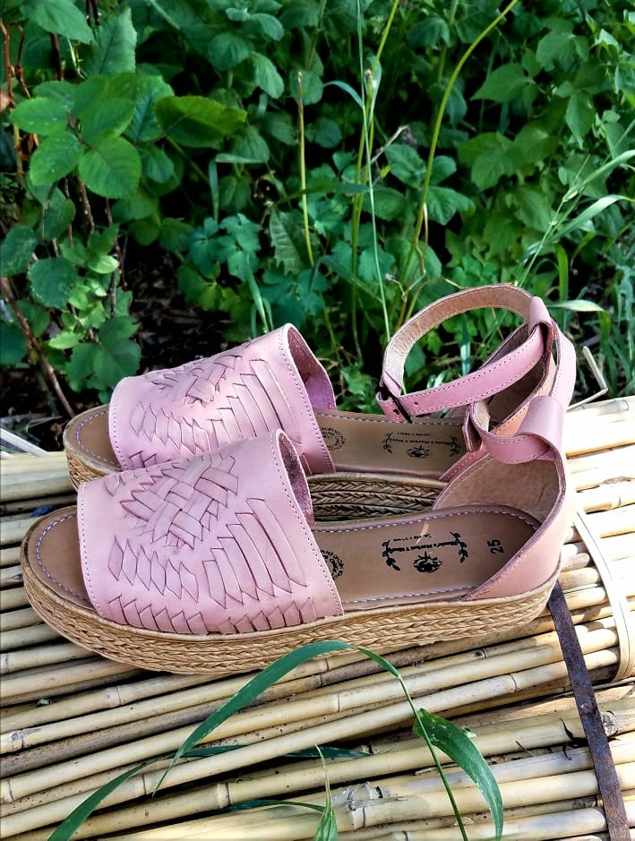 Mexican Huaraches Pink Huaraches Handmade Platform Light Pink