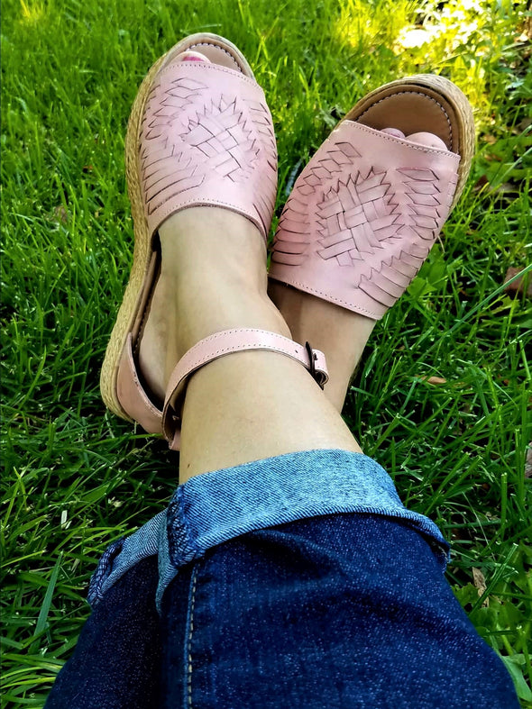 Handmade Platform Light Pink Mexican Sandals