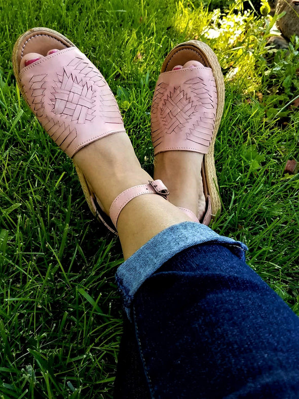 Handmade Platform Light Pink Mexican Sandals