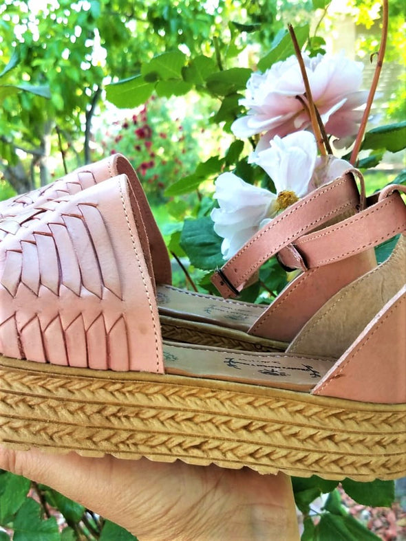 Handmade Platform Light Pink Mexican Sandals