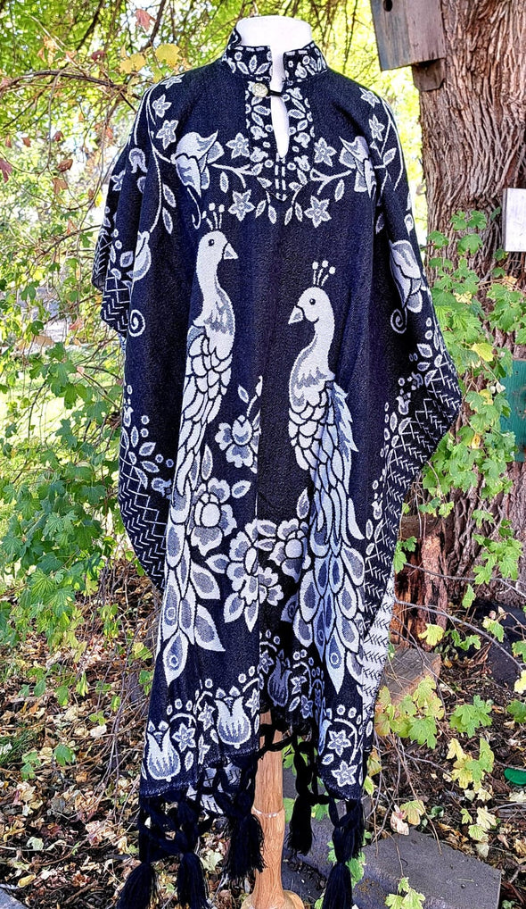 Typical Mexican Gaban Peacock Poncho