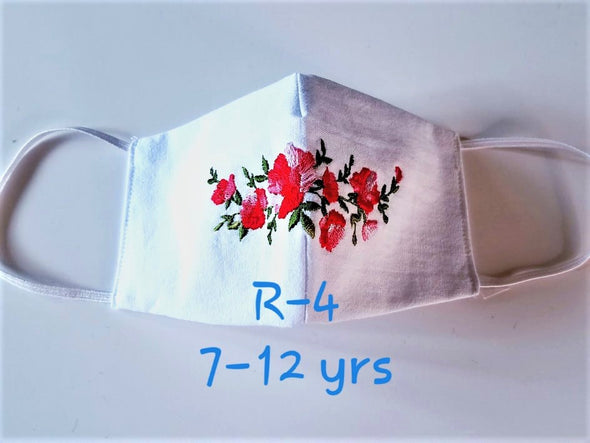 Beautiful Handmade Embroidered Face Mask for Girls 2-12 yrs