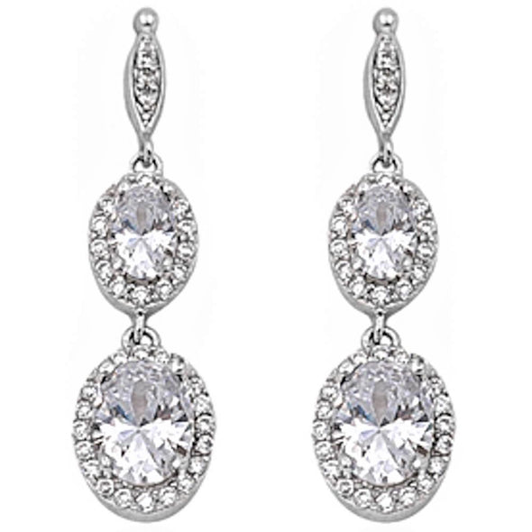 Dangling Cubic Zirconia .925 Sterling Silver Earrings