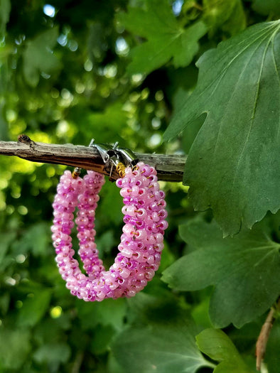 Handmade Wire Wrapped Seed Beads Fashion Hoops