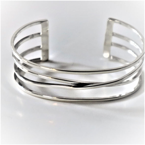 Sterling Silver Modern Simple Cuff Bracelet 925 Taxco