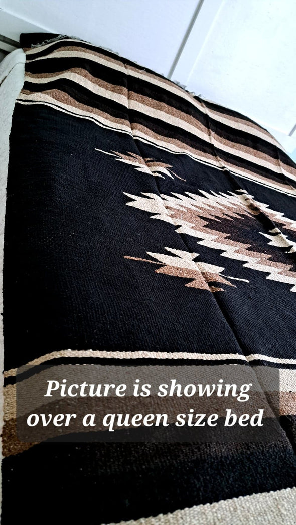 Beautiful Handwoven Diamond Pattern Mexican Blanket