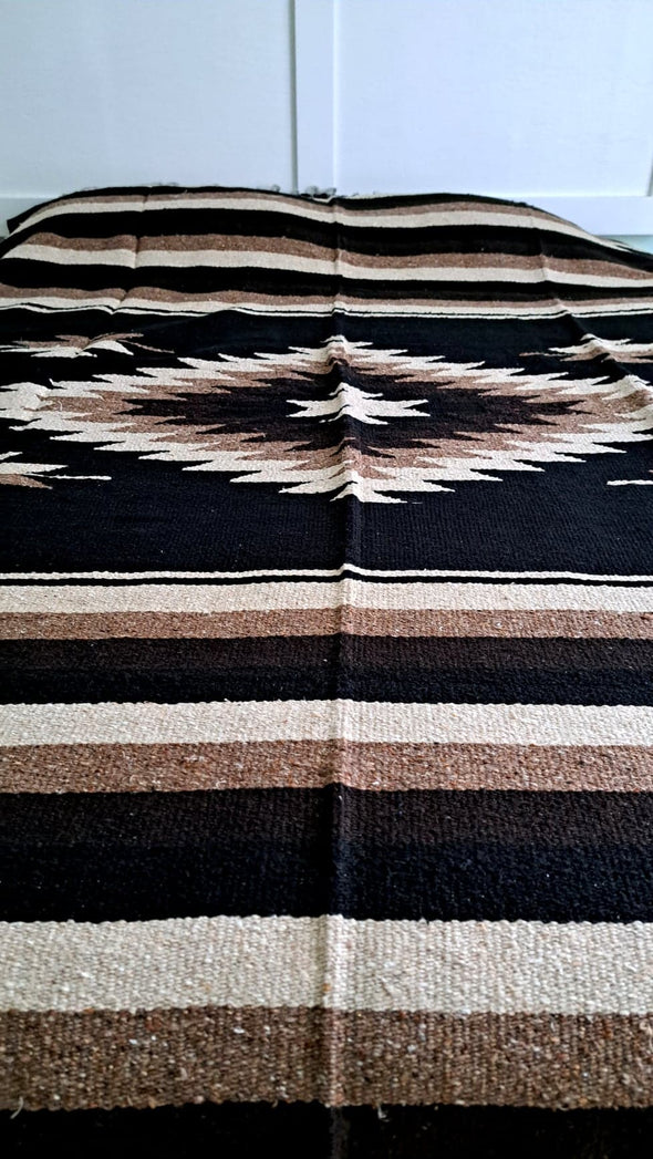 Beautiful Handwoven Diamond Pattern Mexican Blanket