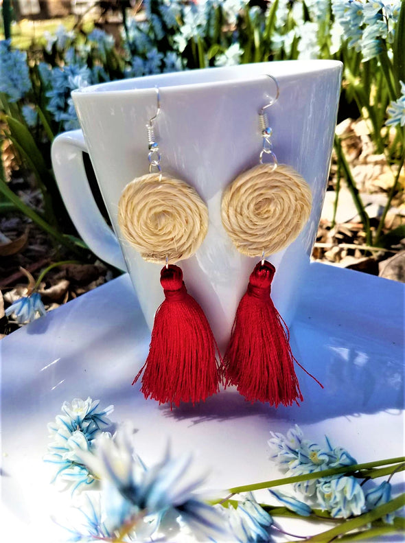 Handmade Agave Fiber  & Silk Thread Earrings