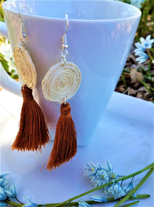 Handmade Agave Fiber  & Silk Thread Earrings