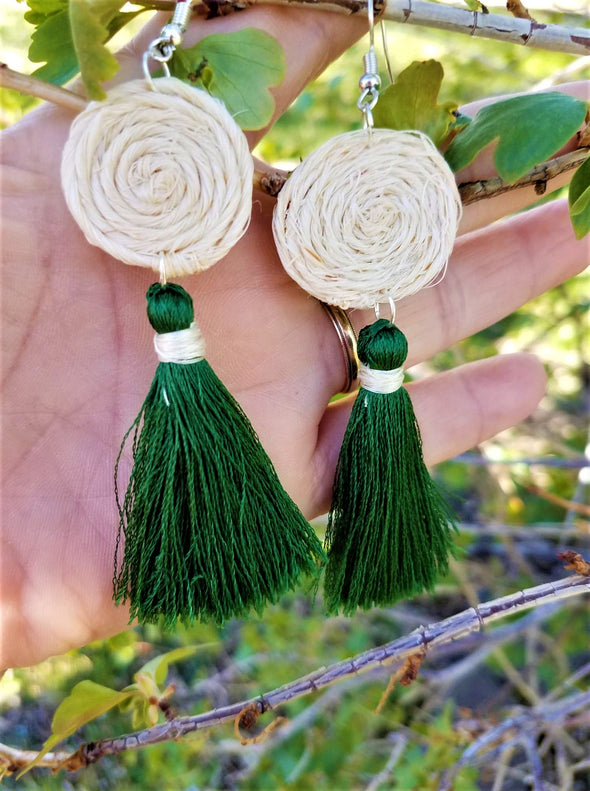 Handmade Agave Fiber  & Silk Thread Earrings