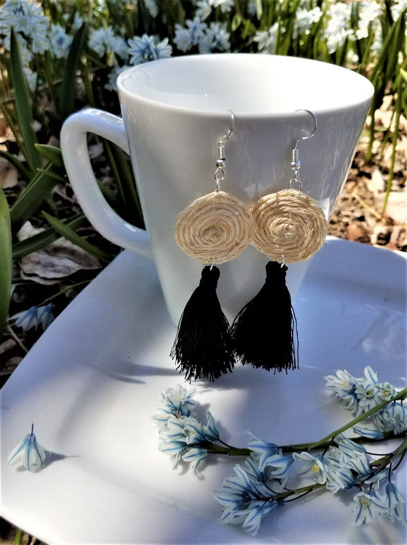 Handmade Agave Fiber  & Silk Thread Earrings