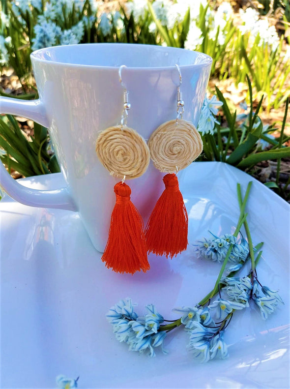 Handmade Agave Fiber  & Silk Thread Earrings