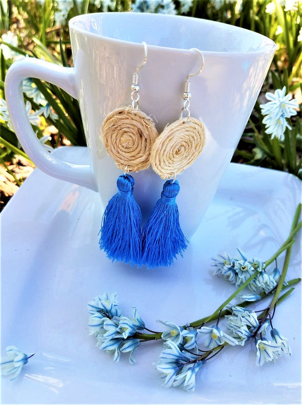 Handmade Agave Fiber  & Silk Thread Earrings