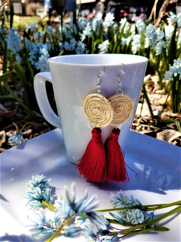 Handmade Agave Fiber  & Silk Thread Earrings