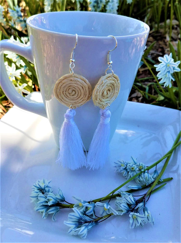 Handmade Agave Fiber  & Silk Thread Earrings