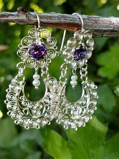 Beautiful Oaxaca's Sterling Silver Filigree Earrings-Handmade Item