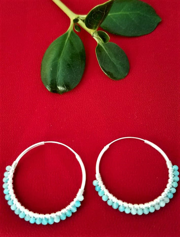 Amazonite Sterling Silver Hoop Earrings
