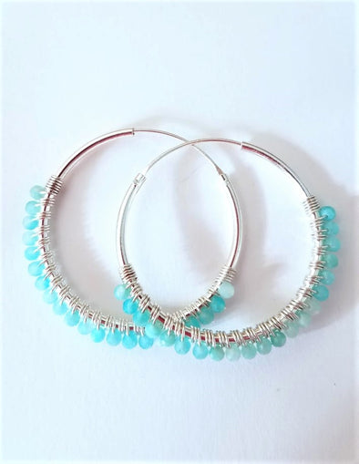 Amazonite Sterling Silver Hoop Earrings