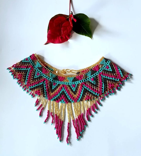 Beautiful Beaded Mexican Huichol Necklace