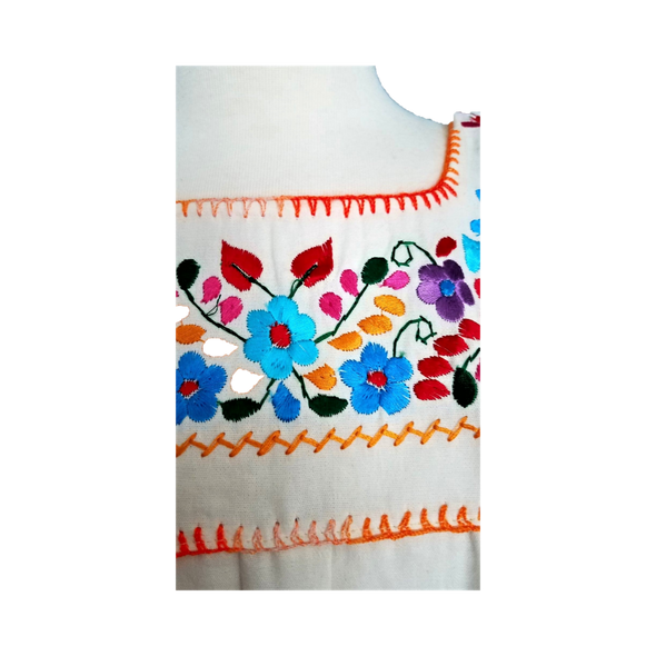 Mexican Embroidered Floral Dress