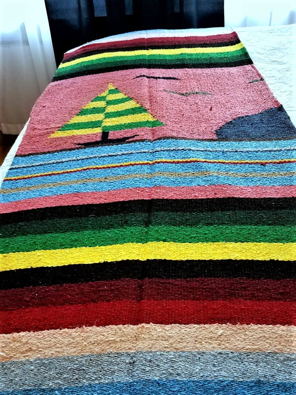 Beautiful Handwoven Diamond Pattern Mexican Blanket