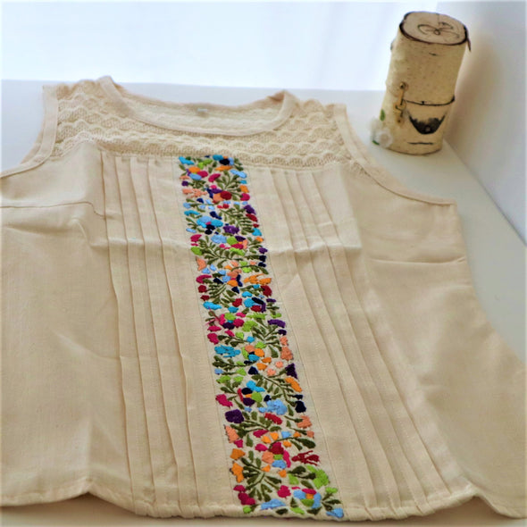 Hand Embroidered Summer Sleeveless Blouse