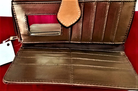 Mexican Leather Wallets-Embossed Leaf Pattern