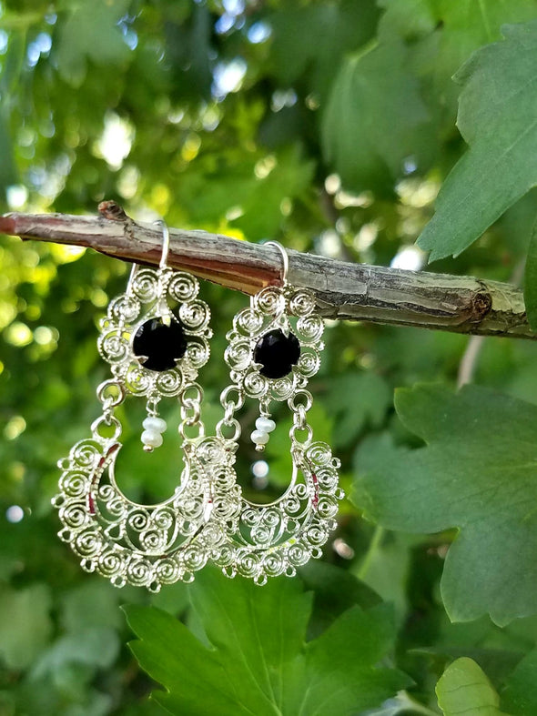 Beautiful Oaxaca's Sterling Silver Filigree Earrings-Handmade Item