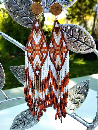 Handmade Long Tassel  Beaded Bohemian Style Earrings