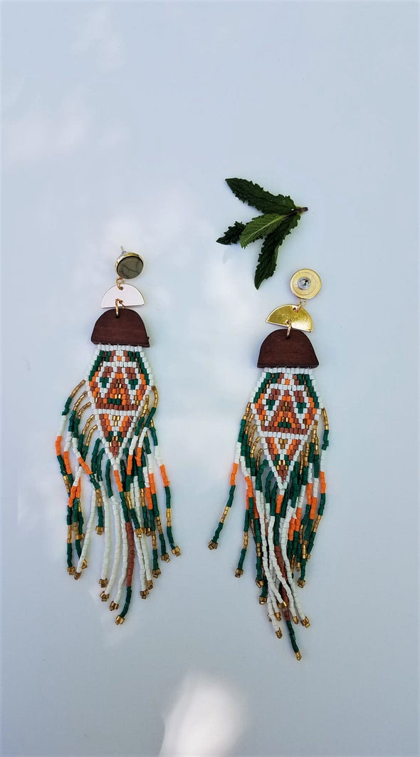 Handmade Long Tassel  Beaded Bohemian Style Earrings