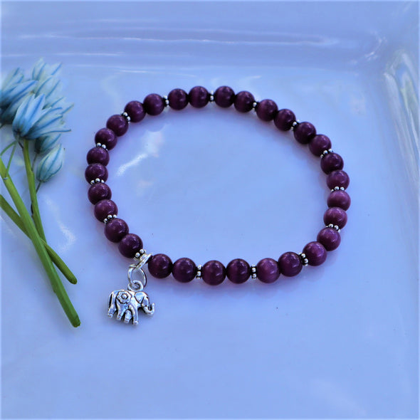Handmade Purple Cats Eye Stretch Bracelet