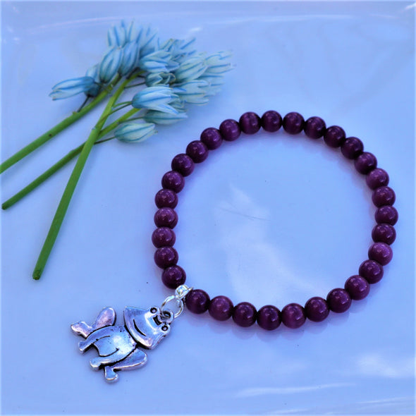 Handmade Purple Cats Eye Stretch Bracelet