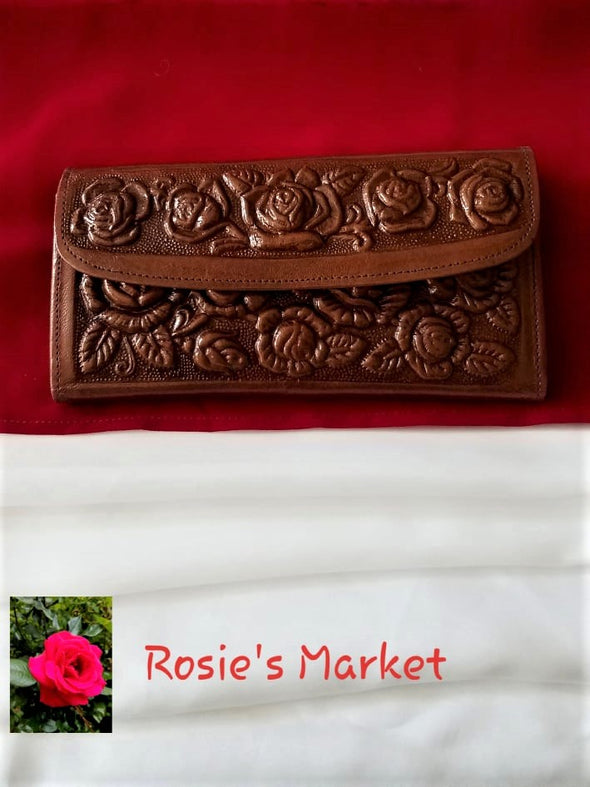 Beautiful Mexican Embossed Floral Women's Wallets