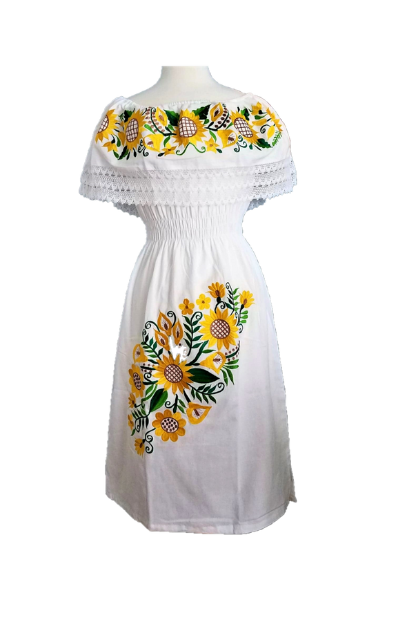 Beautiful Campesina Style Embroidered Mexican Dress