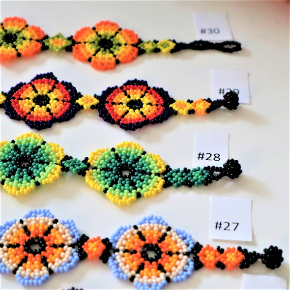 Beautiful Mexican Beaded Huichol Flower Bracelet