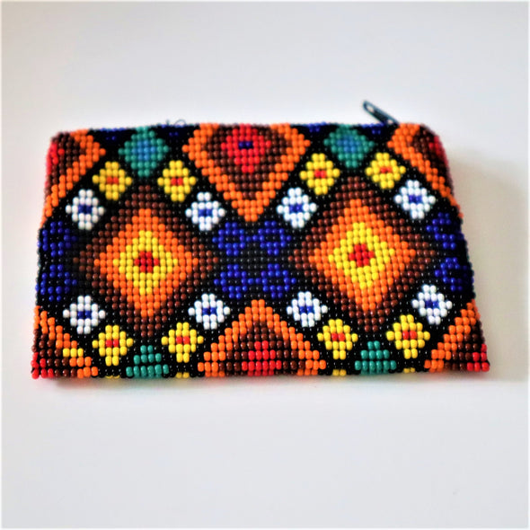 Small Mexican Handcrafted Chaquira Beaded Coin Purse