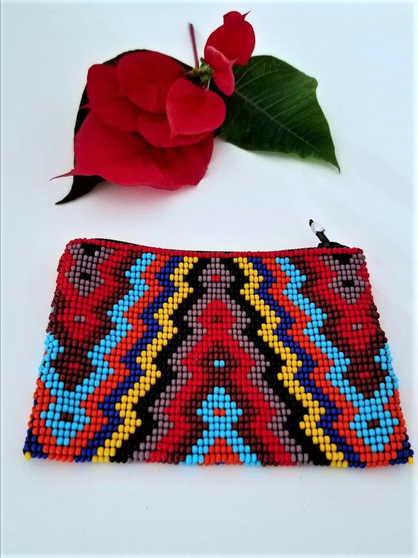 Small Mexican Handcrafted Chaquira Beaded Coin Purse