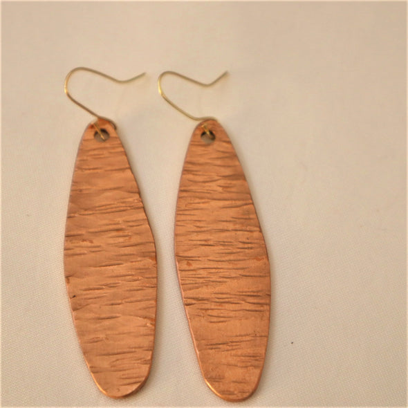 Hand Forged Hammered Copper Dangling Earrings