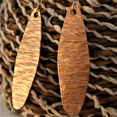 Hand Forged Hammered Copper Dangling Earrings