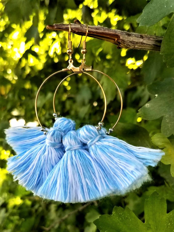 Handmade Cotton Cord Tassel Earrings