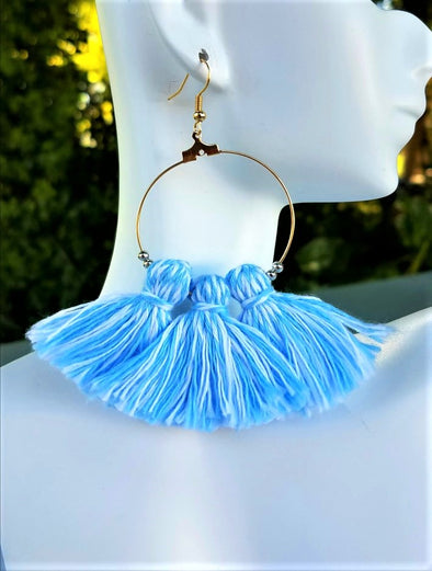 Handmade Cotton Cord Tassel Earrings