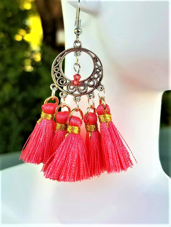 Handmade Silk Tassel Earrings