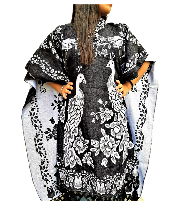 Typical Mexican Gaban Peacock Poncho